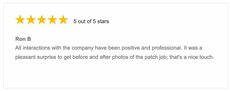 Customer review for Ron B.
