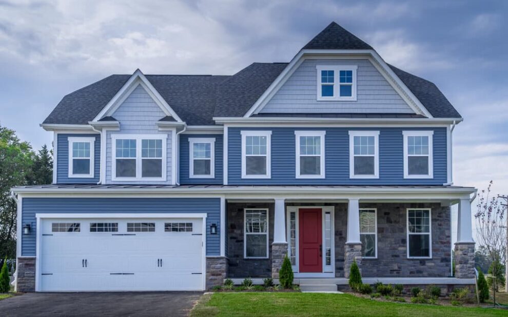 New siding on colonial home.