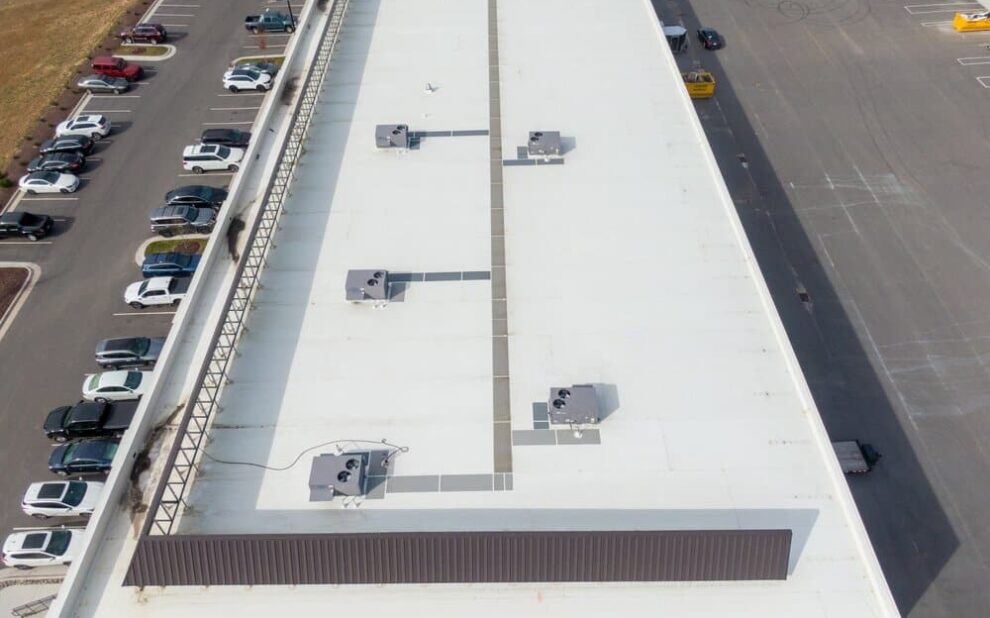 Commercial Roofing. Ariel view of commercial roof.