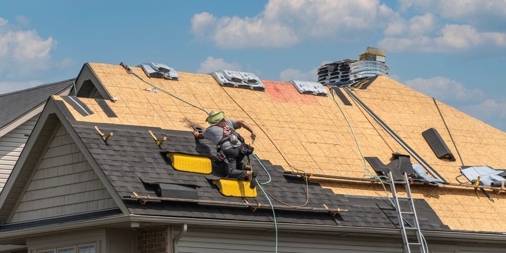 shutterstock_2506764019 (1) Residential Roofing Installation. Roofers completely replace old asphalt shingle roof during summer in Canada.