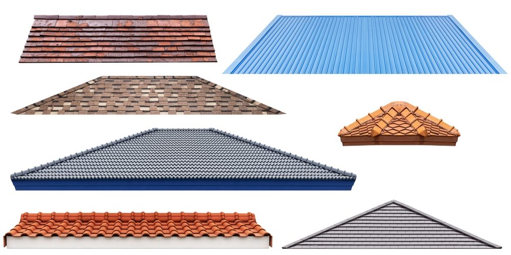 Compare Roofing Materials for Homes in Ottawa: Durability, Cost, & Aesthetics. Collection set mockup roof isolated on white background with clipping path.